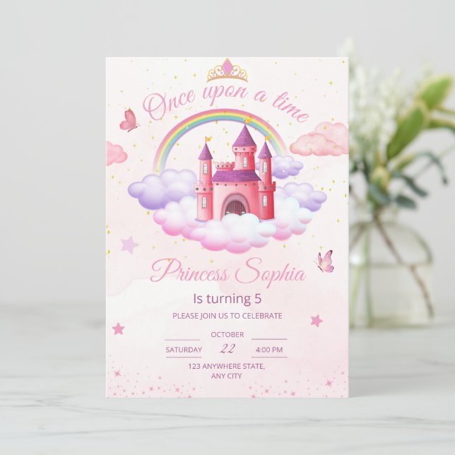 Princesse Invitation Anniversaire Petite Princesse (Debout devant)