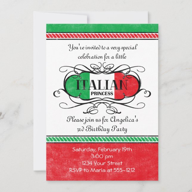 Princesse italienne Party Invitation (Devant)