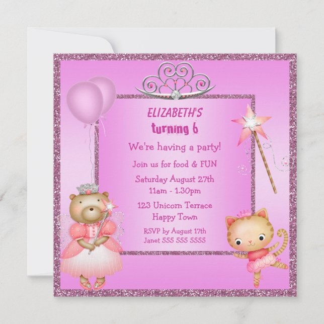 Princesse Kitty et invitations d'ours, de diadème (Devant)