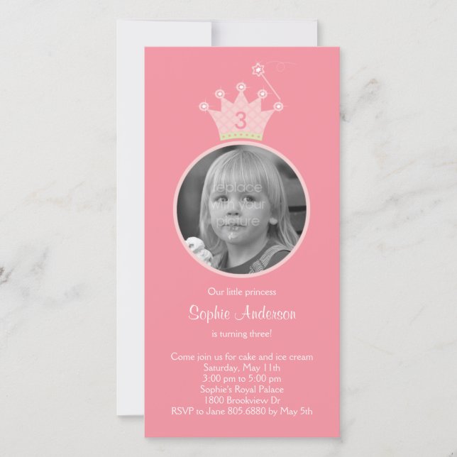Princesse Photo Anniversaire Fête Invitation (Devant)