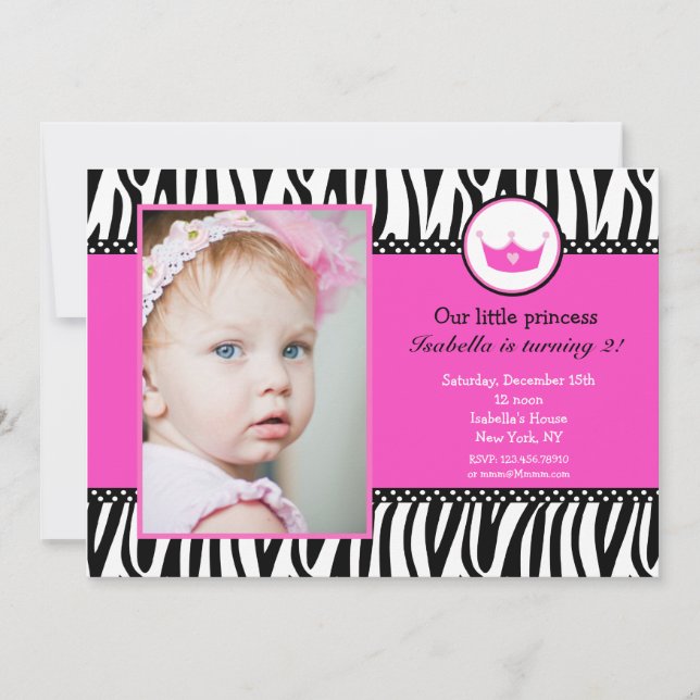 Princesse Photo BIrthday Invitations d'impression (Devant)