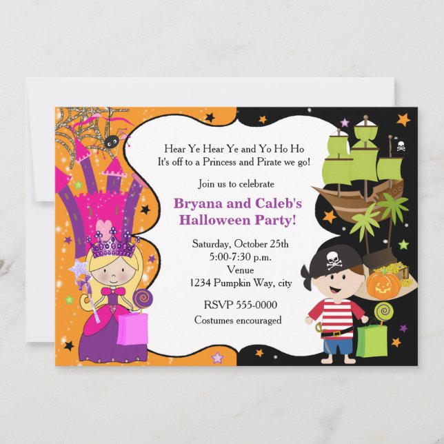 Princesse Pirate Halloween Invitations d'anniversa (Devant)