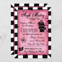 Princesse Pirate Rose Anniversaire, 5x7 Invitation