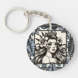 Princesse Polynésienne Fleurs Bleues Tribal