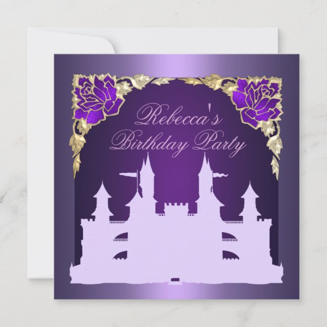 Princesse pourpre Castle Birthday Invitation (Devant)