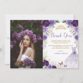 Princesse Quinceañera Carte de remerciements de ro