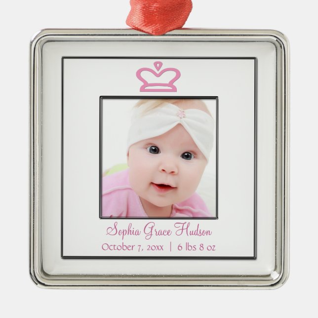 Princesse rose Couronne Bébé fille ornement photo (Devant)