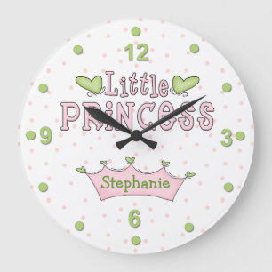 Princesse rose et verte horloge murale