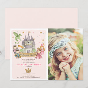 Princesses et Chevaliers Fille Invitation d'annive