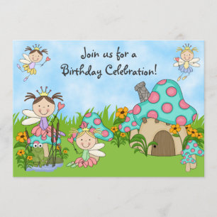 Princesses Fées et Jardin Invitation Anniversaire