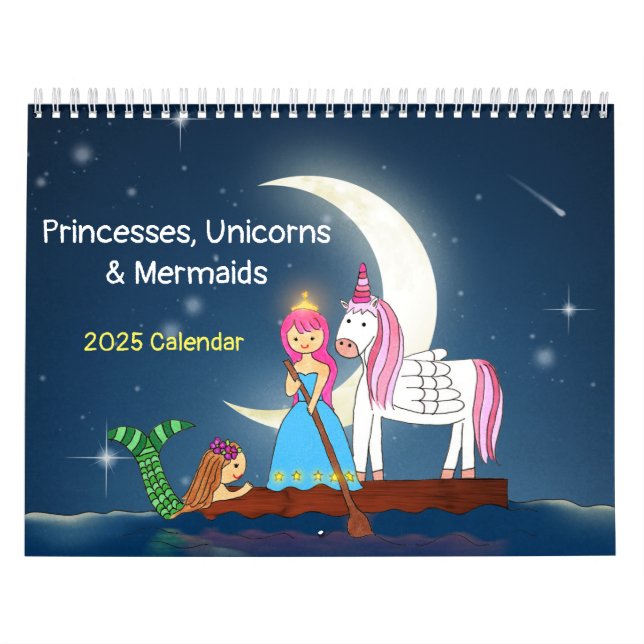Princesses, licornes et sirènes Calendrier 2025 (Protection)