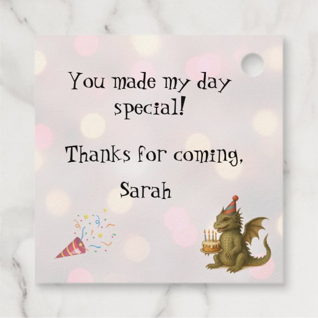 Princess's Birthday Dragon Folded Greeting Card Geschenkanhänger (Rückseite)