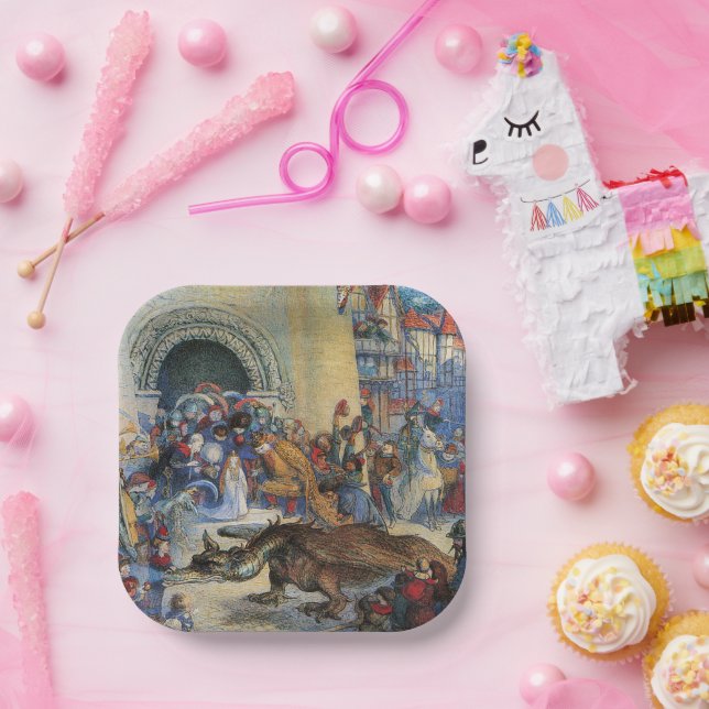 Princess's Birthday Dragon Folded Greeting Card Pappteller (Party)