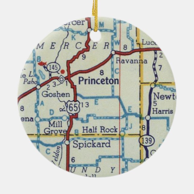 Princeton MO Vintag Map Keramik Ornament (Hinten)