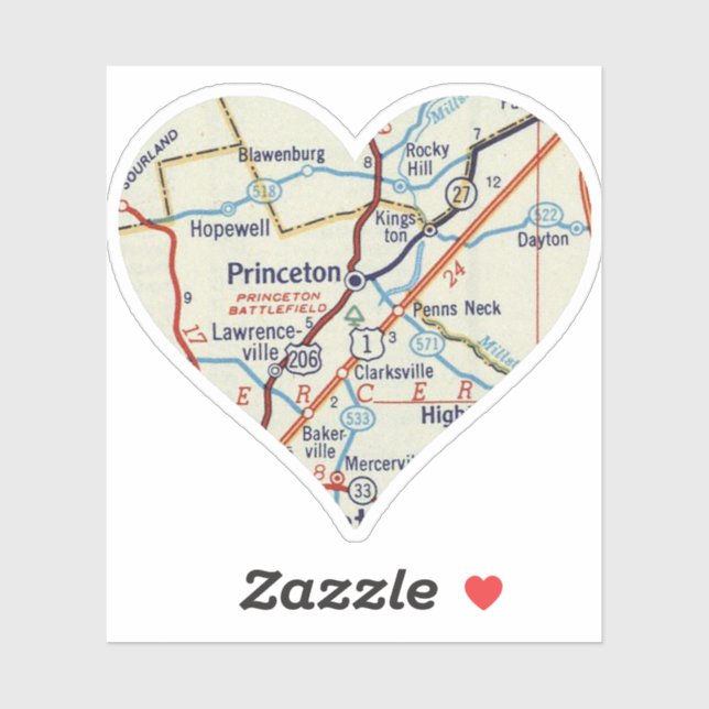 Princeton NJ Vintag Map Aufkleber (Blatt)