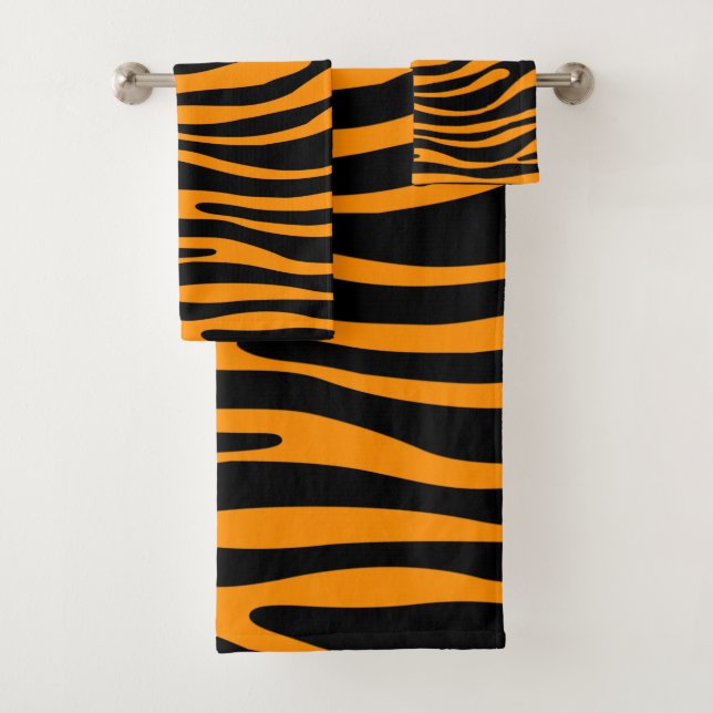 Princeton Orange Zebra Print Badhandtuch Set (Insitu)