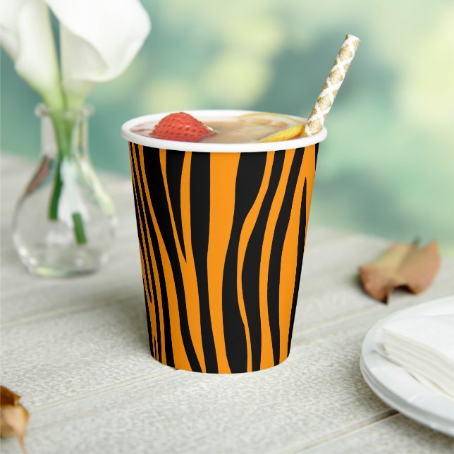 Princeton Orange Zebra Print Pappbecher (In Situ)