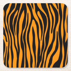 Princeton Orange Zebra Print Rechteckiger Pappuntersetzer
