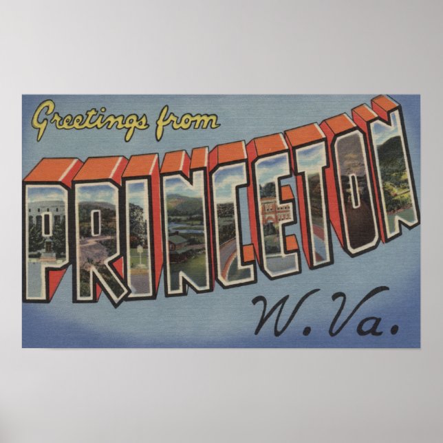 Princeton, West Virginia - Große Briefmarkenszenen Poster (Vorne)