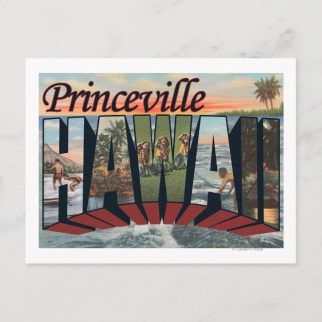 Princeville, Hawaii - Große Briefszenen Postkarte (Vorderseite)