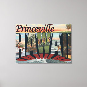 Princeville, Hawaii - große Buchstabe-Szenen Leinwanddruck