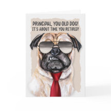 Principal Funny Mops Hund in einer Roten Krawatte