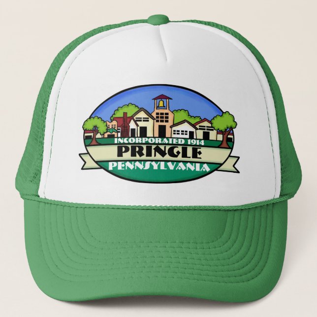 Pringle Pennsylvania Kleinstadt-Grünhut Truckerkappe (Vorderseite)