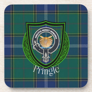 Pringle Schottischer Clan-Tartan und Wappen Getränkeuntersetzer