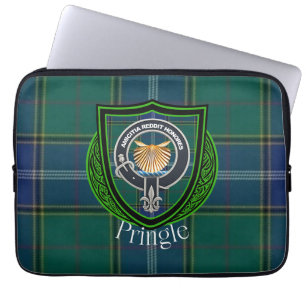 Pringle-Schottischer-Clan-Tartan und -Wappen Laptopschutzhülle