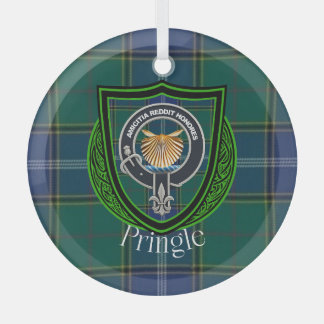 Pringle Schottischer Clan Tartan & Wappen Ornament Aus Glas