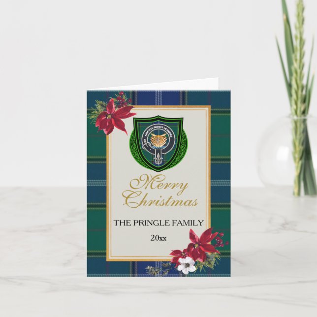 Pringle Scottish Clan Tartan & Crest Karte (Vorderseite)