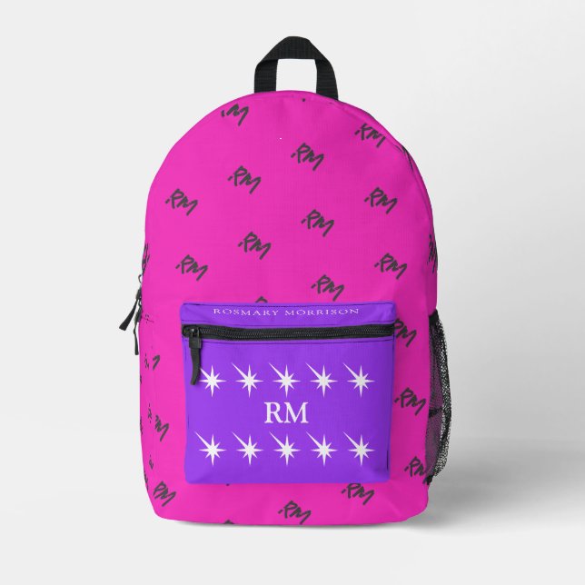 Print Cut Nähen Beutel Mädchen fuchsia und rosa Bedruckter Rucksack (Vorderseite)