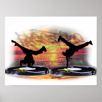 Print double breakdancers poster
