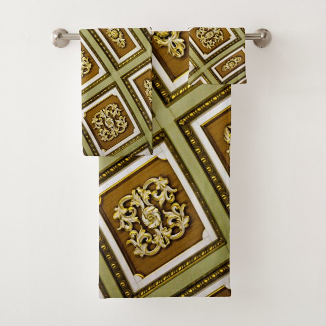 Print in grün und braun badhandtuch set (Insitu)