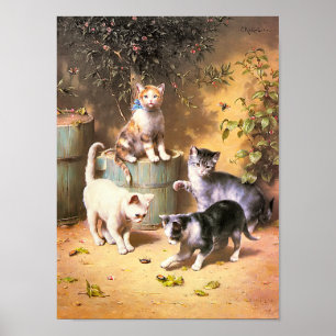 Print: "Kittens Playing with Käfer" Poster