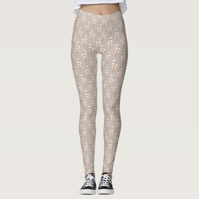 Print-Leggings für botanische Baumwollbranchen Leggings (Vorderseite)