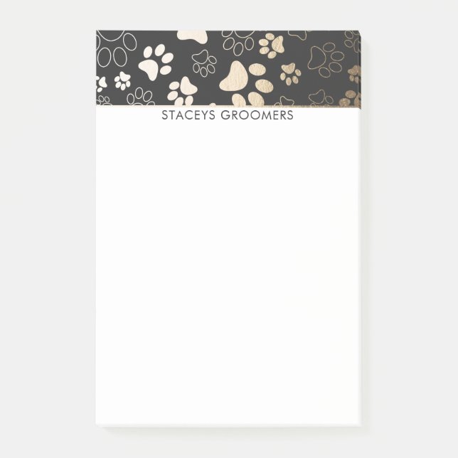 Print-Muster aus Gold und Kohle Post-it Klebezettel (Vorderseite)