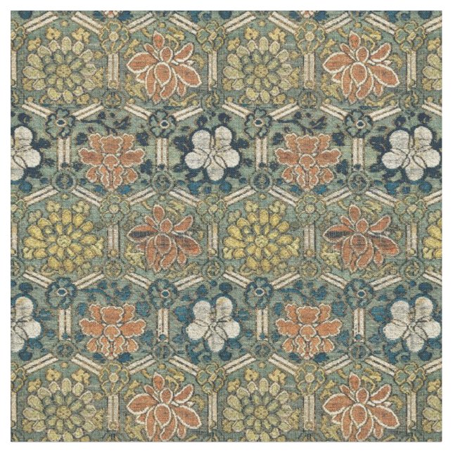 Print of Chinese Ming Dynsty Blume Brocade Stoff (Nahaufnahme)