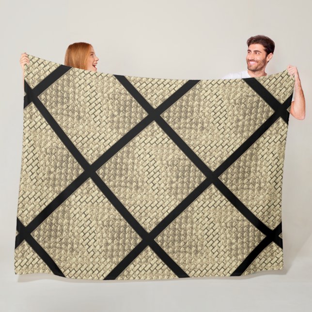 Print of rustic design of brick wall beige fleecedecke (Beispiel)