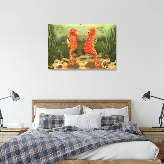 Print on canvas enchanted ocean world seahorses leinwanddruck (Insitu (Schlafzimmer))