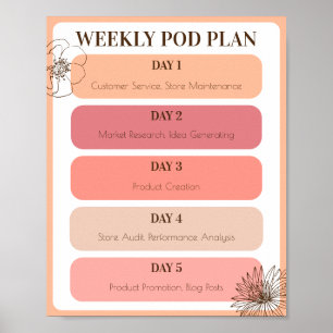 Print on Demand Small Business Peach Weekekly Post Poster