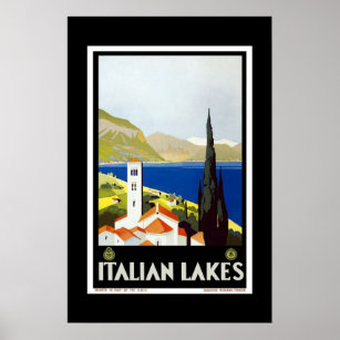 Print Retro Vintage Bild Reisen Italienische Seen Poster
