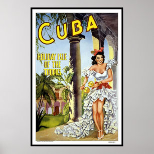 Print Retro Vintage Image Travel Cuba Poster