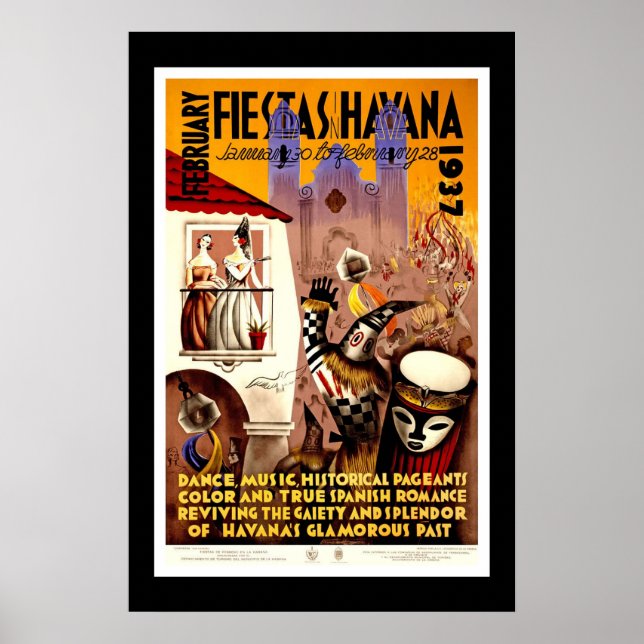 Print Retro Vintage Image Travel Havanna Poster (Vorne)
