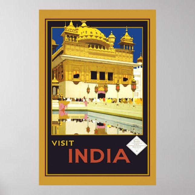 Print Retro Vintage Image Travel Indien Poster (Vorne)