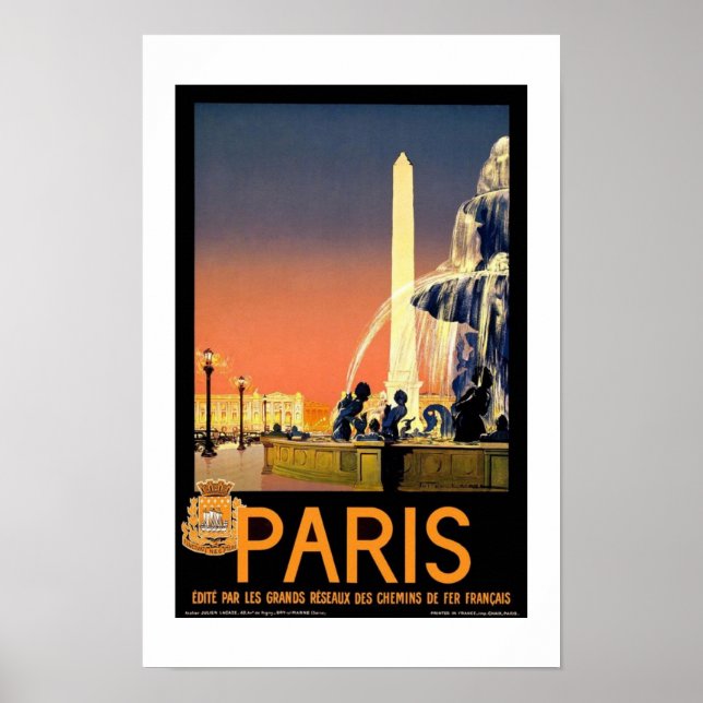 Print Retro Vintage Image Travel Paris Frankreich Poster (Vorne)