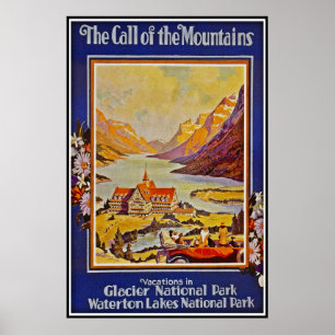 Print Retro Vintage Image Travel Waterton Seen Poster