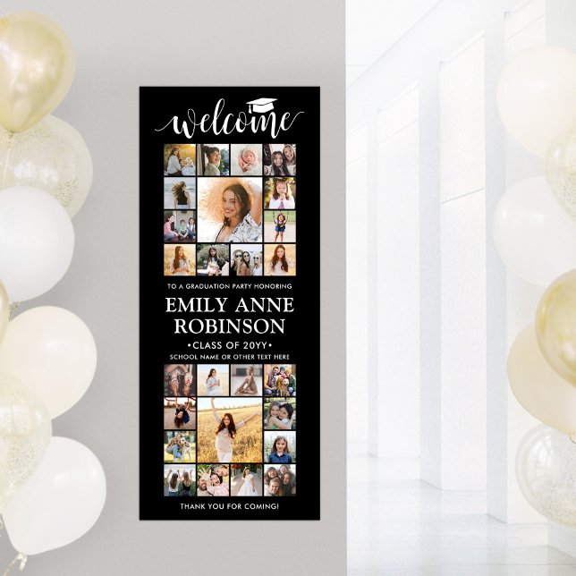 Printable Abschluss Welcome Foto Collage Black Poster (Von Creator hochgeladen)