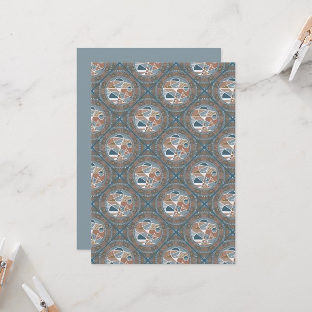 Printable Abstrakt Accent Dot Mandala Diamond Tile Einladung (Vorderseite/Rückseite Beispiel)