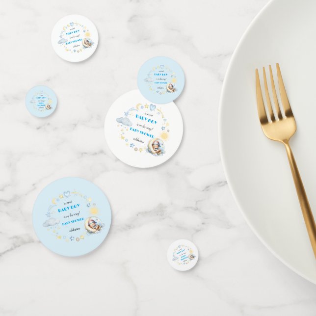 Printable Adorable Blue Night Sky ThemeBaby Dusche Konfetti (Gruppe)